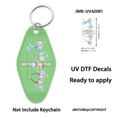 Coquette Bow Magical Mouse Cartoon UV DTF Motel Keychain Decal Ready To Ship Durable Transfer Stickers Prints For Hotel Keychain