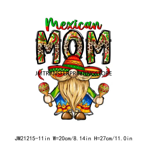 Let's Fiesta Love Mexico Cinco De Mayo La Mama Chingona Design Decals Mamacita Pinata Gnomizes DTF Transfer Stickers For T-shirt