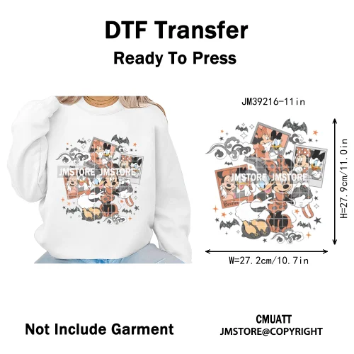 Cartoon Scary Monster Halloween Friends Season Printing Iron on DTF Washable Heat Transfers Stickers Ready to Press for Textile