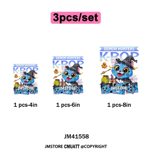Cute Blue Tiger Idol Group Characters Kpop Halloween Pumpkin Iron on DTF Washable Transfers Stickers Ready to Press for Textile