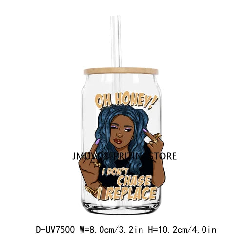 African American Black Women UV DTF Transfers Stickers Decals For Libbey Cold Cups Mugs Tumbler Waterproof DIY Craft Afro Girls