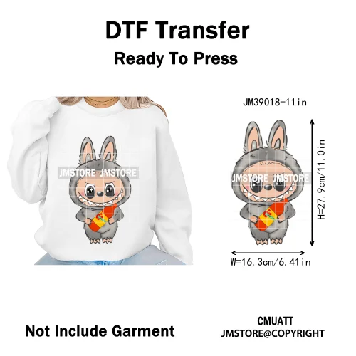 New Cartoon Doll Character With Mexican Food Iron on DTF Washable Heat Transfers Stickers Ready to Press for Textile Bags