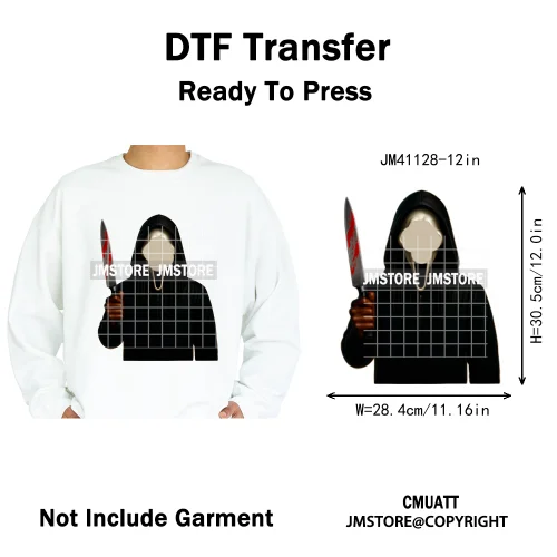 Halloween Spooky Afro Dad Scary Movie Smoking Character Costume Design Iron on DTF Transfer Stickers Ready to Press for Clothing