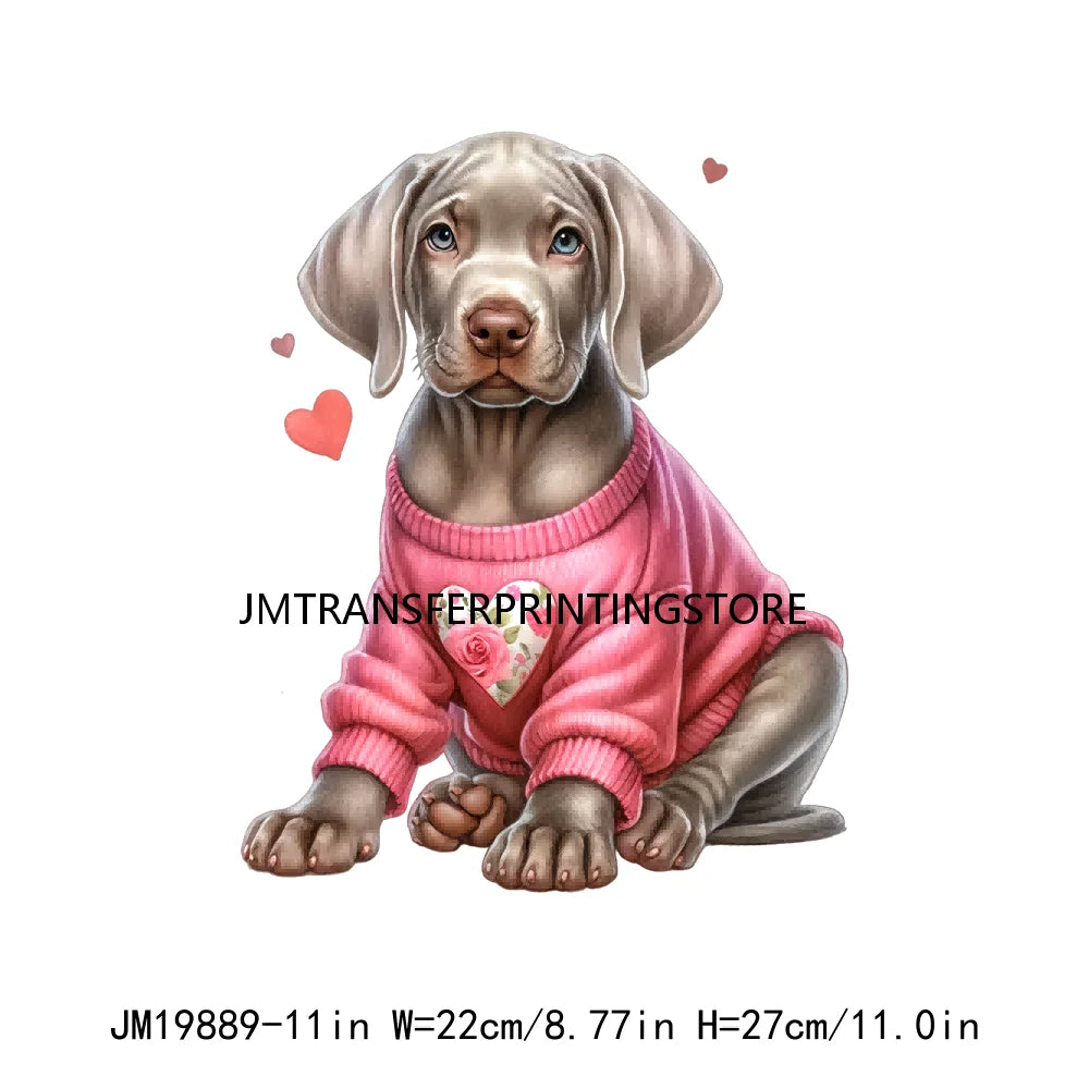 Puppy Valentine's Day Animal Love Cute Dog Heat Press Iron On DTF Heat Transfers Stickers Ready To Press For Shirts