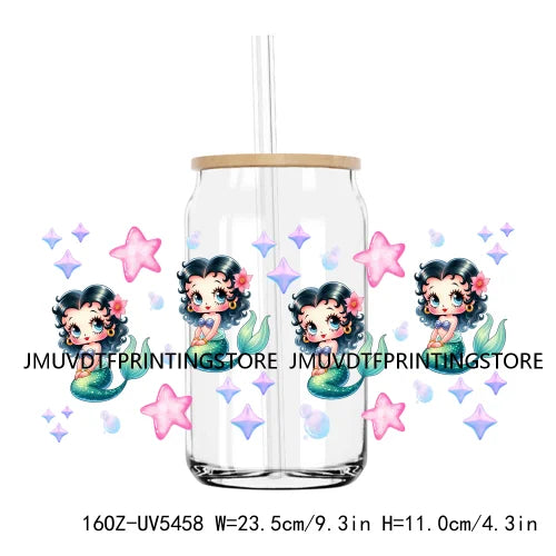 Popular Cartoon Character Sport 16OZ UV DTF Cup Wrap Transfer Stickers Custom Label Durable Waterproof Logo For Libbey Glass Can