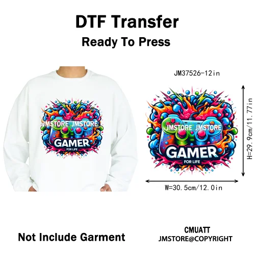 12in Game Zone Time Girl Gamer Squad Hustler Graffiti Game On Over Iron on DTF Transfers Stickers Ready to Press for Hoodies