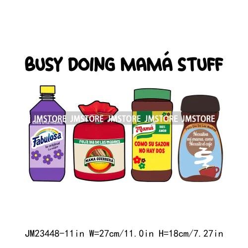 Tropical Summer Mama Nana Auntie Sister Floral Mom Iron On Spanish Busy Doing Mama Stuff DTF Transfer Stickers For T-shirts