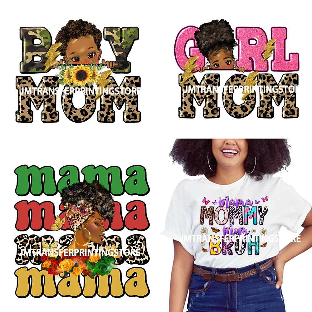 Colorful African Dope Best Boy Girl Dog Cat Mom Grandmom Ever Decals Mommy Bruh DTF Transfer Stickers Ready To Press For T-shirt