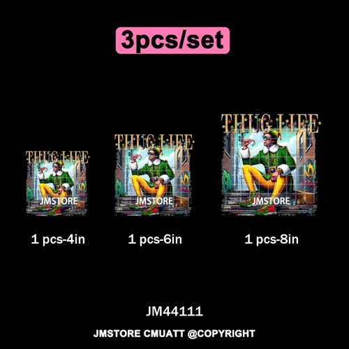Thug Life Cartoon Movie Xmas Friends Christmas Thief Iron on Washable DTF Transfers Stickers Ready to Press for T-shirts Bags