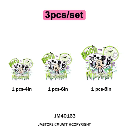 Colorful Cute Cartoon Animal Boo Skeleton Halloween Season Iron on DTF Washable Transfers Stickers Ready to Press for Textile