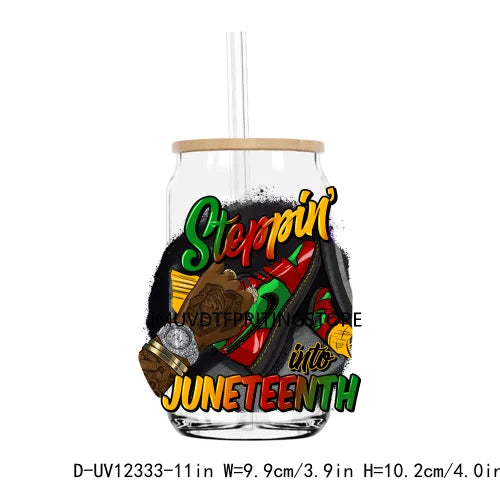 Steppin' into Juneteenth UV DTF Transfer Stickers Decals For Libbey Cold Cups Mugs Tumbler Waterproof DIY Logo Black Nurse Magic