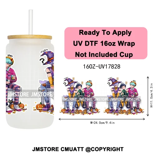 Kpop Movie Demon Hunters Boo Halloween Pumpkin Party 16OZ UV DTF Cup Wraps Ready To Apply Transfer Stickers For Libbey Glass Can