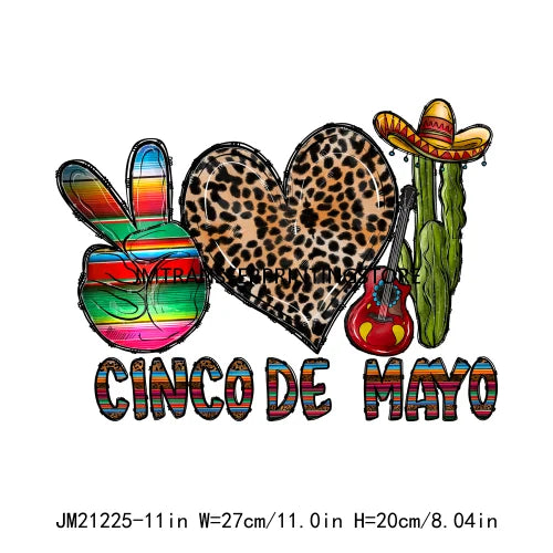 Colorful Mexican Pinata Latina Cinco De Mayo Festival Logos Iron On Fiesta Tacos Tequila DTF Transfer Stickers For Clothing