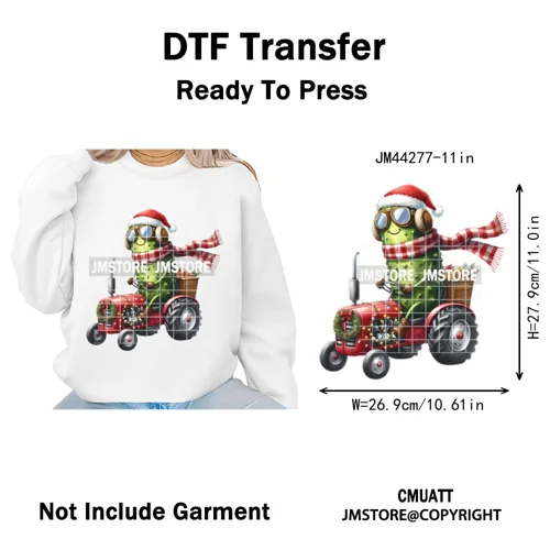 Merry Pickles Christmas Xmas Cucumber Holiday Santa Iron on Washable DTF Heat Transfer Stickers Ready to Press for T-shirts Bags