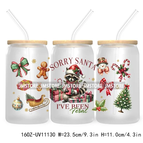 Just A Girl Who Loves Christmas UV DTF Cup Wrap For Libbey Glass Can Transfer Stickers Waterproof Custom Labels Tis The Season