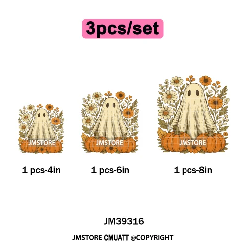 Funny Halloween Quotes Ghouls Stay Spooky Creep It Real Iron on DTF Washable Transfers Stickers Ready to Press for T-shirts Bags