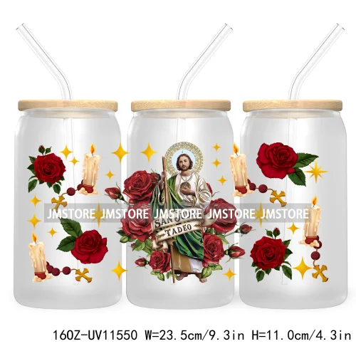 Our Lady Of Guadalupe Manana Mexican Culture UV DTF Sticker For 16OZ Libbey Glass Cup Can Wrap Transfer Stickers Custom Labels