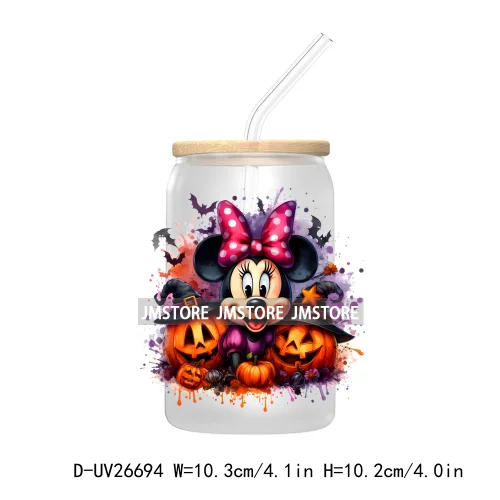 Cartoon Mouse And Friends Halloween Pumpkin UV DTF Transfer Stickers Decals For Libbey Cold Cups Mugs Tumbler Custom Labels Fall