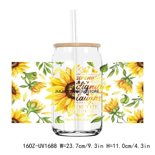 Watercolor Butterfly And Flower 16OZ UV DTF Cup Wrap Transfer Sticker Custom Labels DIY Durable Waterproof Logo For Libbey Glass