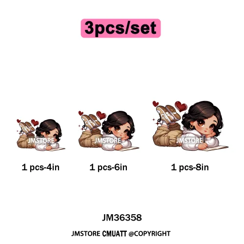 Fashion School Princess Cartoon Girls Learning Love Designs Iron on DTF Thermal Transfers Stickers Ready to Press for Clothing