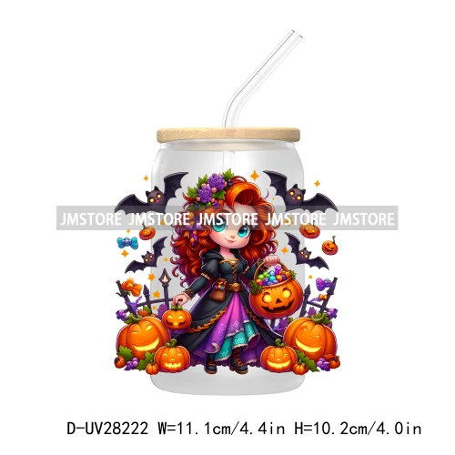 Cartoon Princess Couple Halloween Double Trouble UV DTF Transfer Stickers Decals For Libbey Cold Cup Mug Tumbler Waterproof Logo