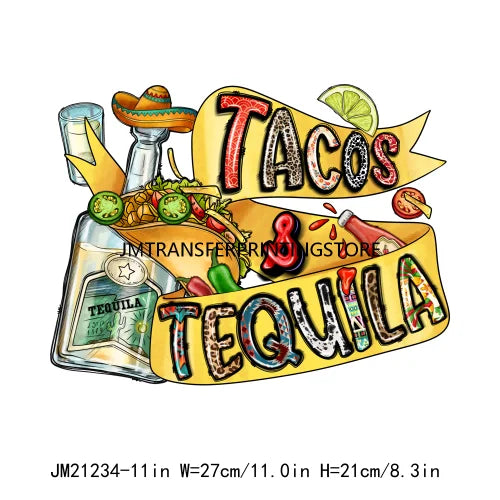 Colorful Mexican Pinata Latina Cinco De Mayo Festival Logos Iron On Fiesta Tacos Tequila DTF Transfer Stickers For Clothing