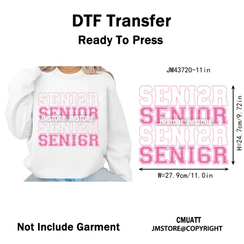 High School Senior Year Class of 2026 My First Last Day Iron on Washable DTF Heat Transfers Stickers Ready to Press for Hoodies