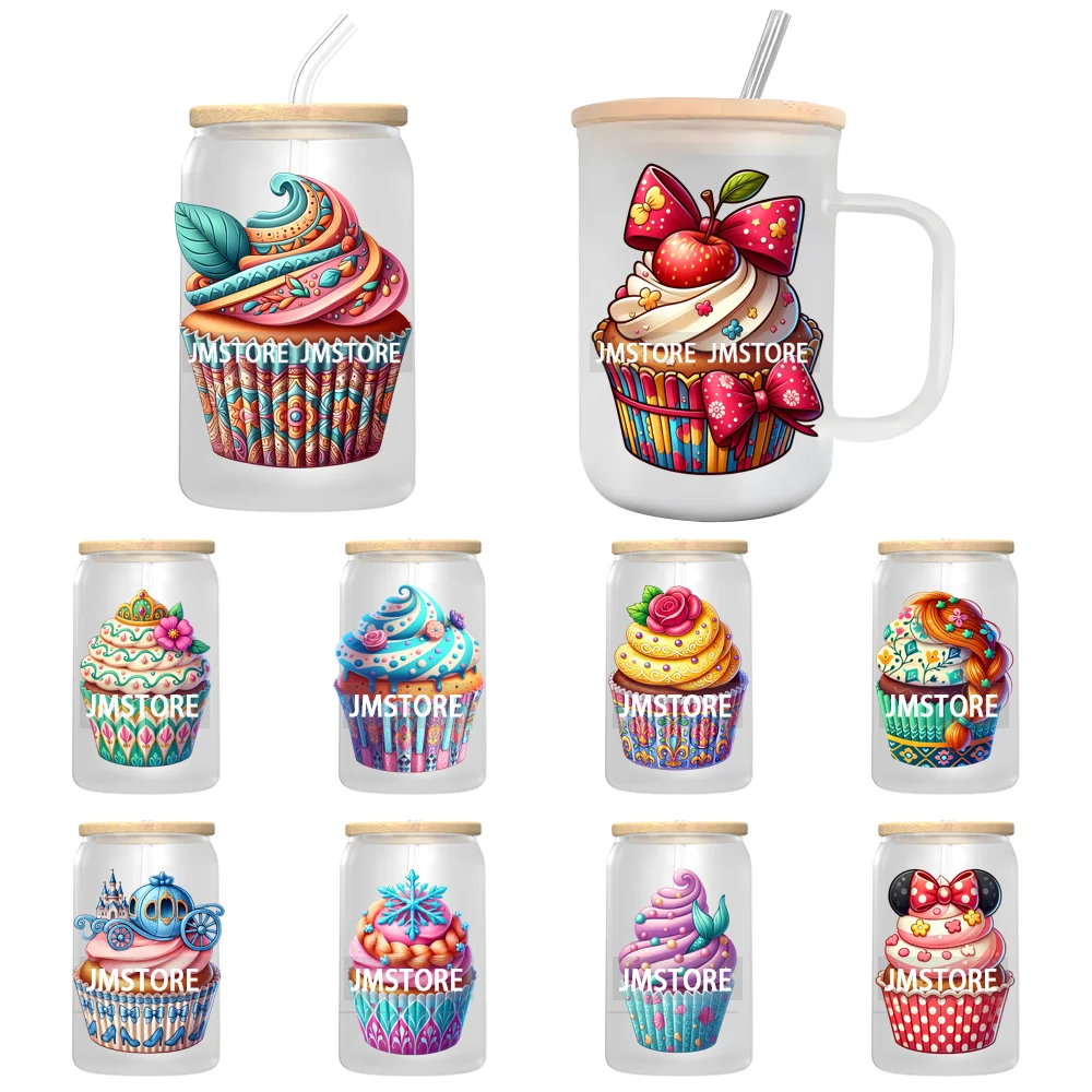 Cartoon Cupcake Sweet Treats UV DTF Transfer Stickers Decals Ready To Apply Waterproof For 16OZ Libbey Glass Can Cups Tumbler