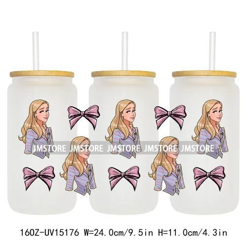 Cartoon Princess Coquette Mermaid 16OZ UV DTF Cup Wraps Ready To Apply Waterproof Transfer Stickers For Libbey Glass Can Tumbler