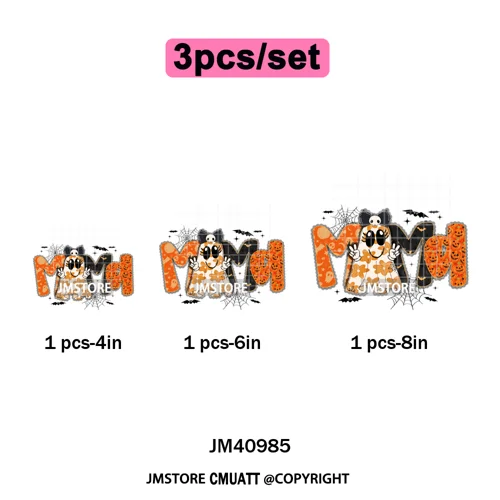 Leopard Checkered Spooky Mama Ghost Halloween Letters Preppy Halloween Iron on DTF Transfer Stickers Ready to Press for T-shirts