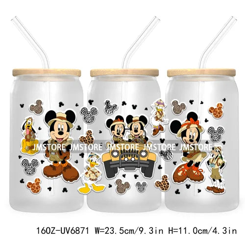 Cartoon Mouse Princess Friends 16OZ UV DTF Cup Wrap Transfers Stickers For Libbey Glass Can Cups Tumbler Waterproof Craft