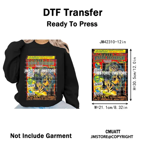 Funny Halftone Movie Series Killer Halloween Spooky Season Iron on DTF Washable Transfers Stickers Ready to Press for T-shirts