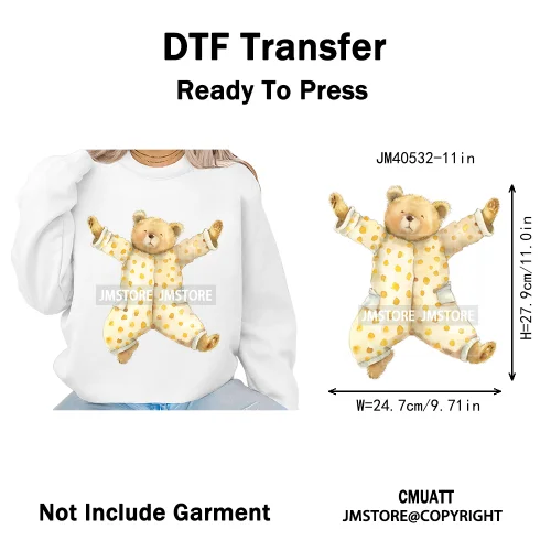 Cute Nursery Sleepy Baby Safari Jungle Animals in Pajamas Love Iron on DTF Washable Transfers Sticker Ready to Press for Clothes