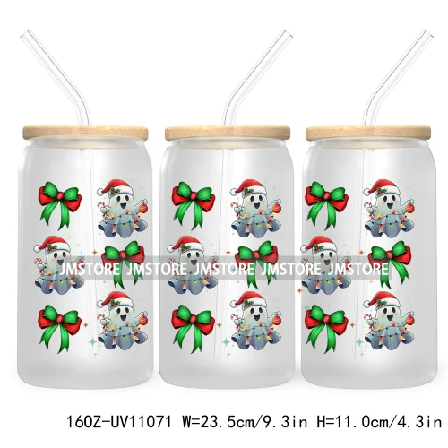 Gingerbread Christmas Coffee Latte UV DTF Cup Wrap For Libbey Glass Can Transfer Stickers Waterproof Custom Book Ghost Christmas