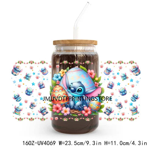 Cartoon Easter Character 16OZ UV DTF Cup Wrap Transfers Stickers Custom Label DIY Waterproof Logo For Libbey Glass Can Egg Bunny