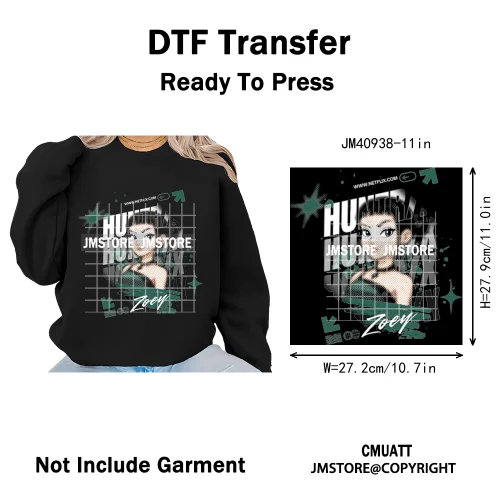 Cartoon Girl Dinner Kpop Merch Idol Band Group Music Movie Iron on DTF Washable Transfers Stickers Ready to Press for Textile