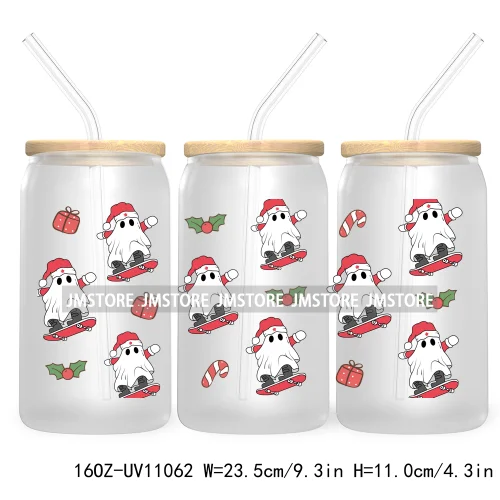 Gingerbread Christmas Coffee Latte UV DTF Cup Wrap For Libbey Glass Can Transfer Stickers Waterproof Custom Book Ghost Christmas