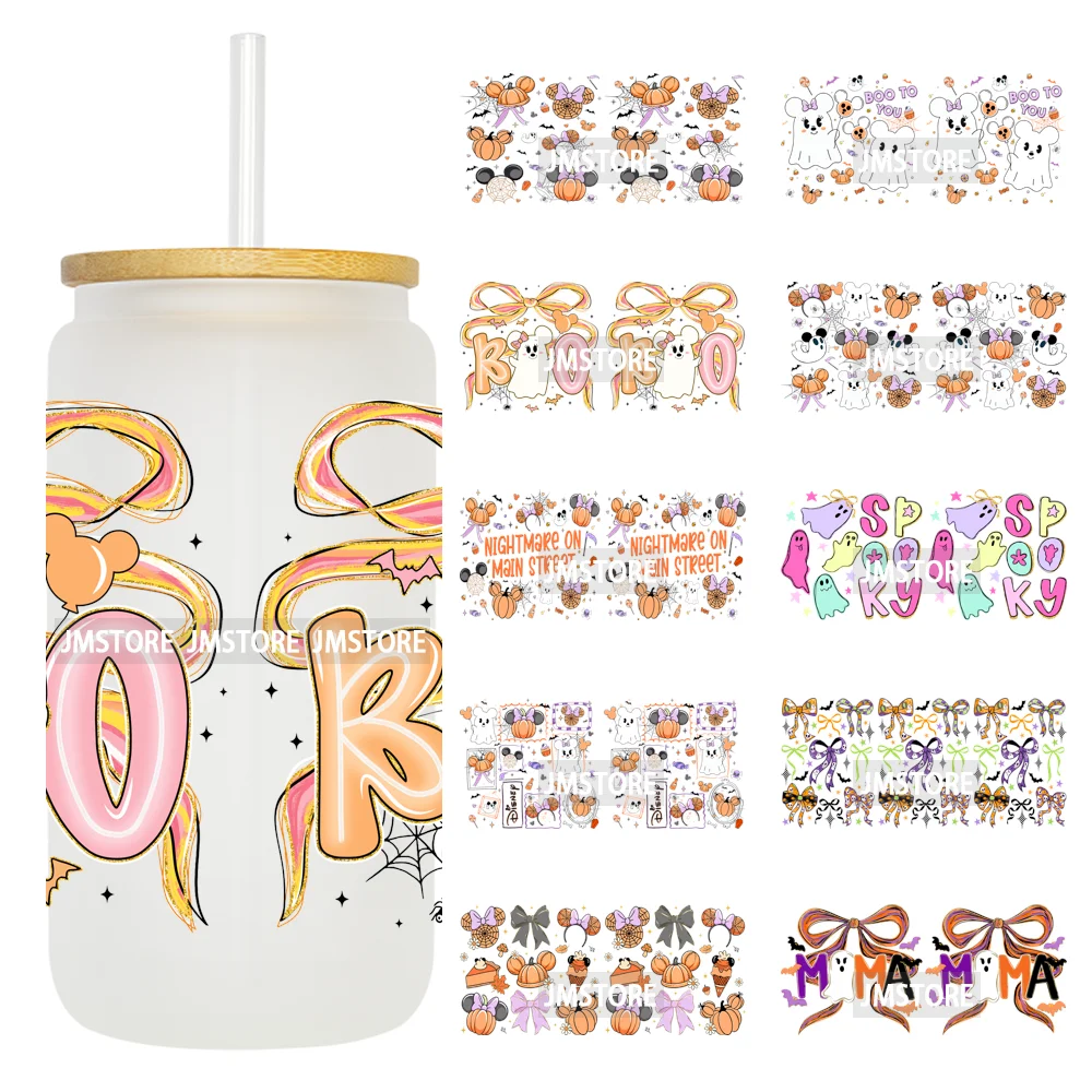 Girly Halloween Boo Thanksgiving Turkey UV DTF Cup Wrap Ready To Apply Transfer Stickers 16OZ Tumbler Wraps For Libbey Glass Can