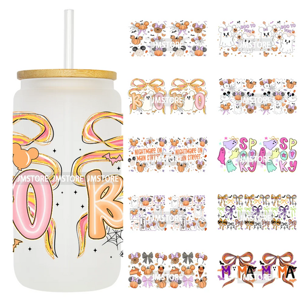 Girly Halloween Boo Thanksgiving Turkey UV DTF Cup Wrap Ready To Apply Transfer Stickers 16OZ Tumbler Wraps For Libbey Glass Can