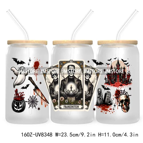 Ghostface Halloween Characters Tarot Card UV DTF Wraps Transfer Stickers Custom Labels Waterproof Logo For 16OZ  Libbey Cup Can