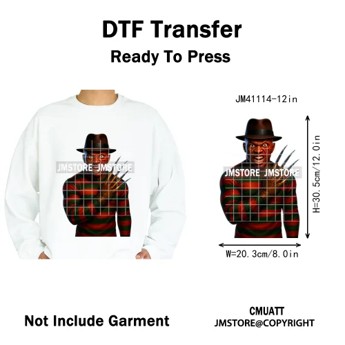 Halloween Spooky Afro Dad Scary Movie Smoking Character Costume Design Iron on DTF Transfer Stickers Ready to Press for Clothing