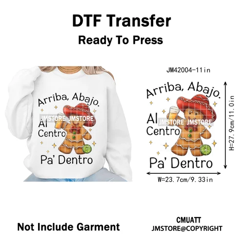 Feliz Navidad Mexican Christmas Concha Santa Latina Holiday Fiesta Iron on DTF Transfers Stickers Ready to Press for T-shirts