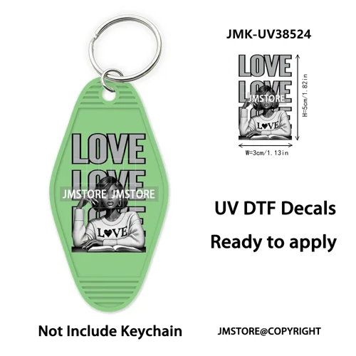 Afro Girls Faith Religious Christian UV DTF Motel Keychain Wraps Ready To Apply Waterproof High Quality Hotel Keychain Decals