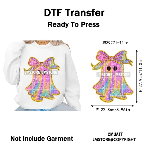Funny Cute Ghost Preppy Spooky Season Sarcastic Halloween Iron on DTF Washable Transfers Stickers Ready to Press for T-shirts
