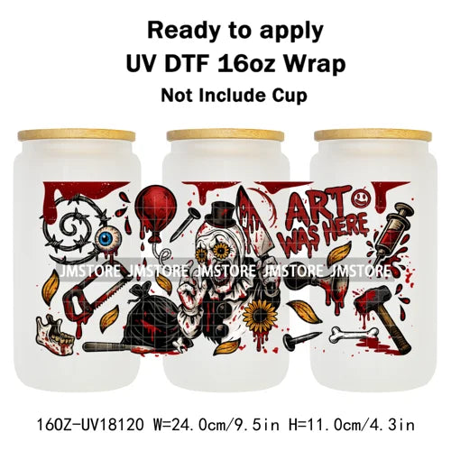 Halloween Pumpkin Spice Magical Cartoon 16OZ UV DTF Cup Wraps Ready To Apply Waterproof Transfer Stickers For Libbey Glass Can