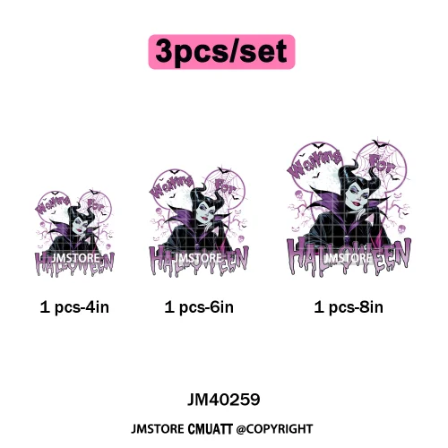Waiting For Halloween Coquette Bad Girls Friends Wicty Logos Iron on DTF Washable Transfers Stickers Ready to Press for Clothing