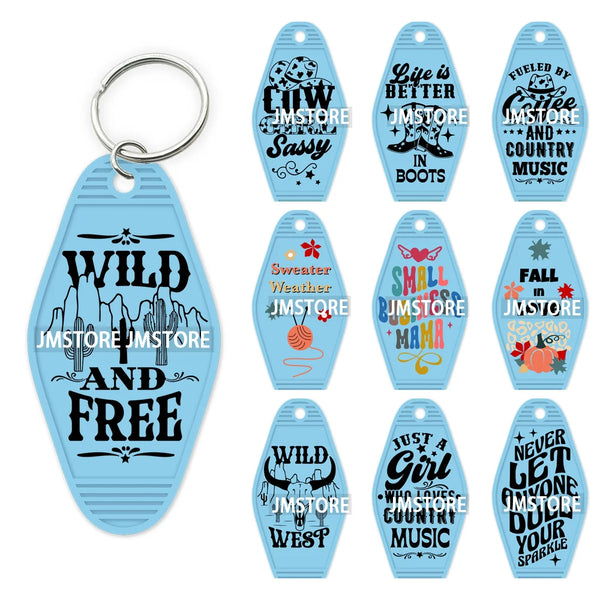 Wild And Free Western Life Cow Quotes High Quality WaterProof UV DTF Sticker For Motel Hotel Keychain Small Business Mama