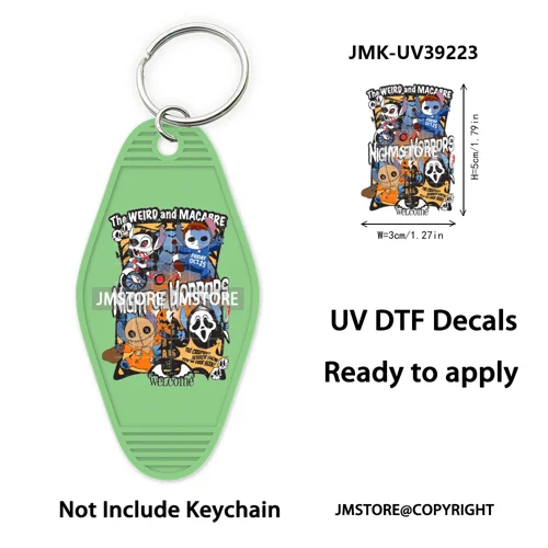 Horror Pumpkin Halloween Cartoon UV DTF Motel Keychain Decal Ready To Ship Durable Transfer Stickers Prints For Hotel Keychain