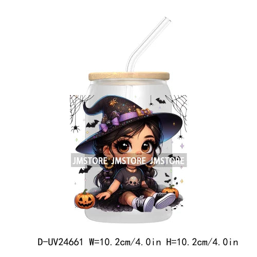 Halloween Latina Princess UV DTF Transfer Stickers Decals For Libbey Cold Cups Mugs Tumbler Custom Waterproof DIY Labels Pumpkin