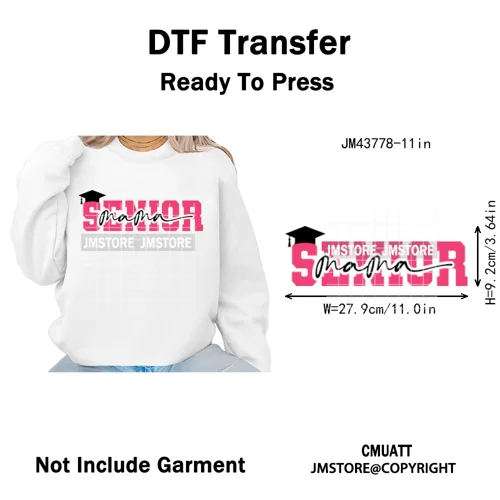 Class of 2026 High School Senior Edition Graduate Season Iron on Washable DTF Heat Transfer Stickers Ready to Press for Clothing